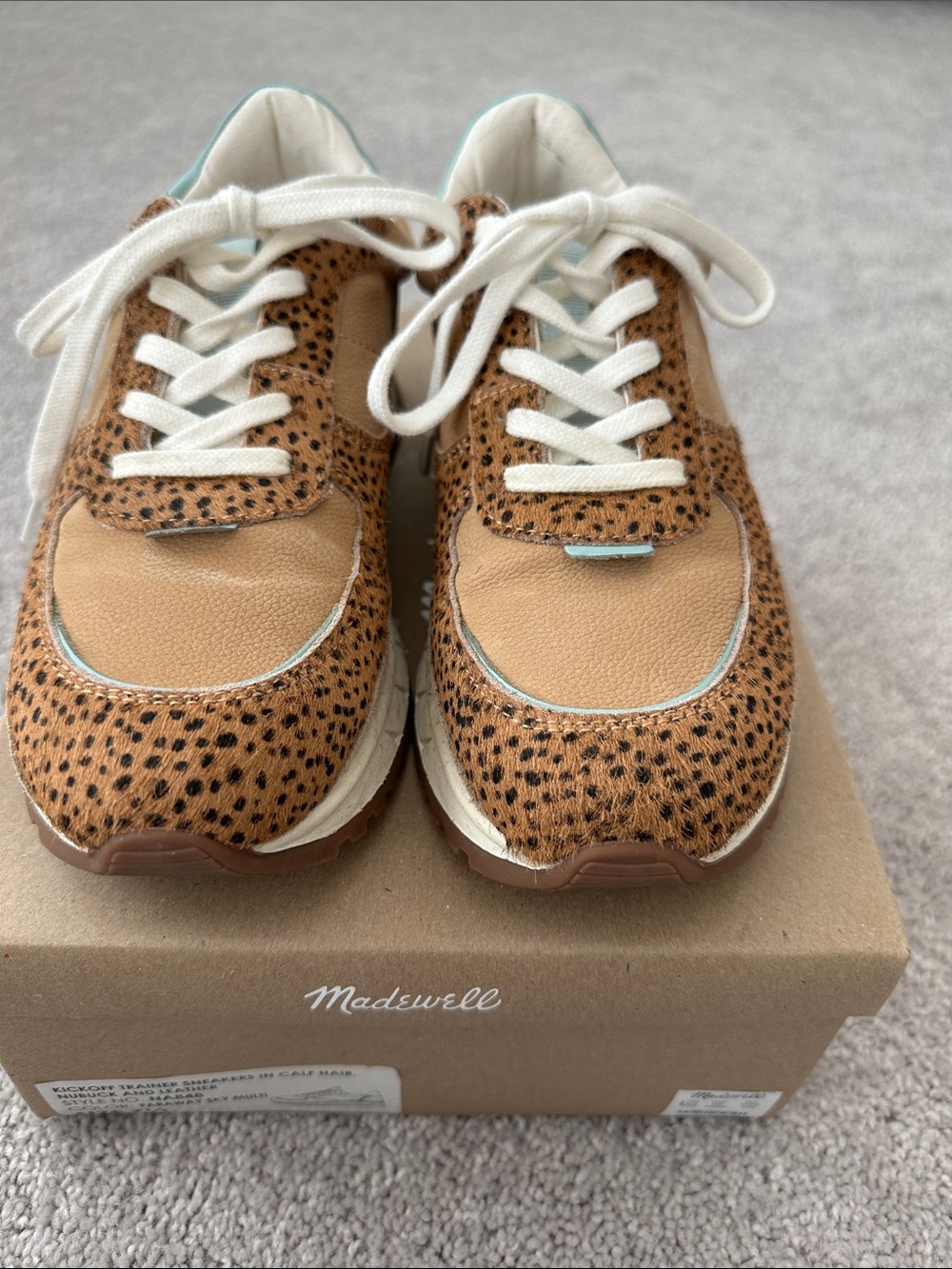 Madewell Leopard-Print Leather Sneakers in Tan & White 7.5M